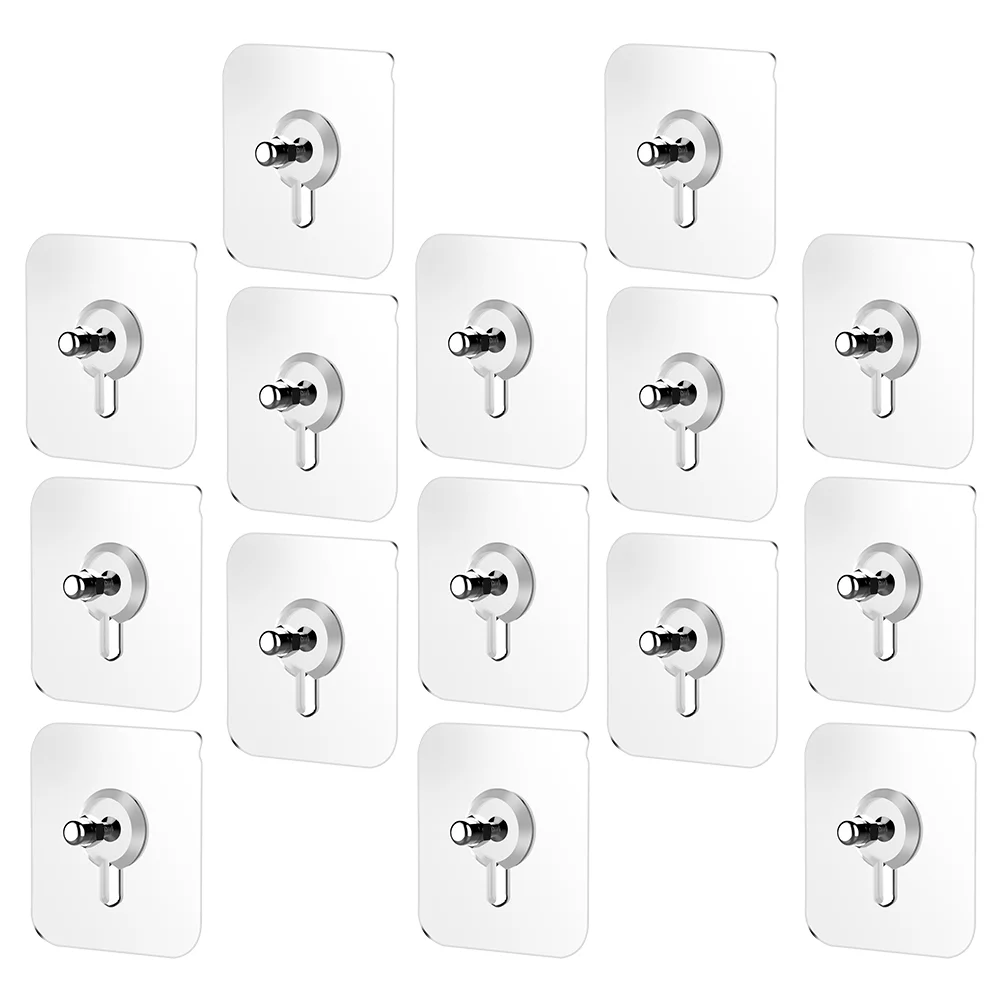

20Pcs Adhesive Wall Hooks Transparent Reusable Seamless Hooks Waterproof Traceless Nail Free Utility Hooks Sticky Hangers for