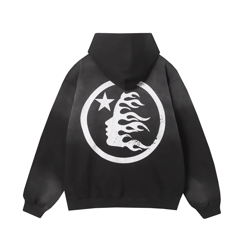 

Hellstar New Black Hoodie Correct Cotton Terry Icon Printed Zipper High Street Large Sports Hoodie