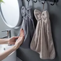Bowknot Hand Towels for Kitchen Bathroom Coral Velvet Microfiber Soft Quick Dry Absorbent Cleaning Cloths Home Sauna Terry Towel 1