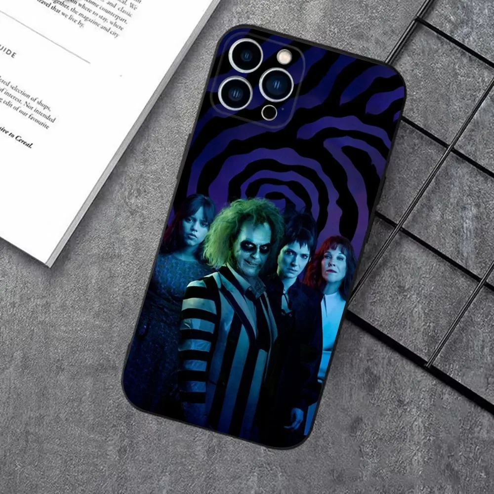thumbnail image 1 of B-BeetlejuiceS-S 2 Phone Case For iPhone 16,15,14,13,12,11 Plus,Pro Max,XS,X,XR,SE,Mini,8,7，Soft Silicone Black Cover, 1 of 5