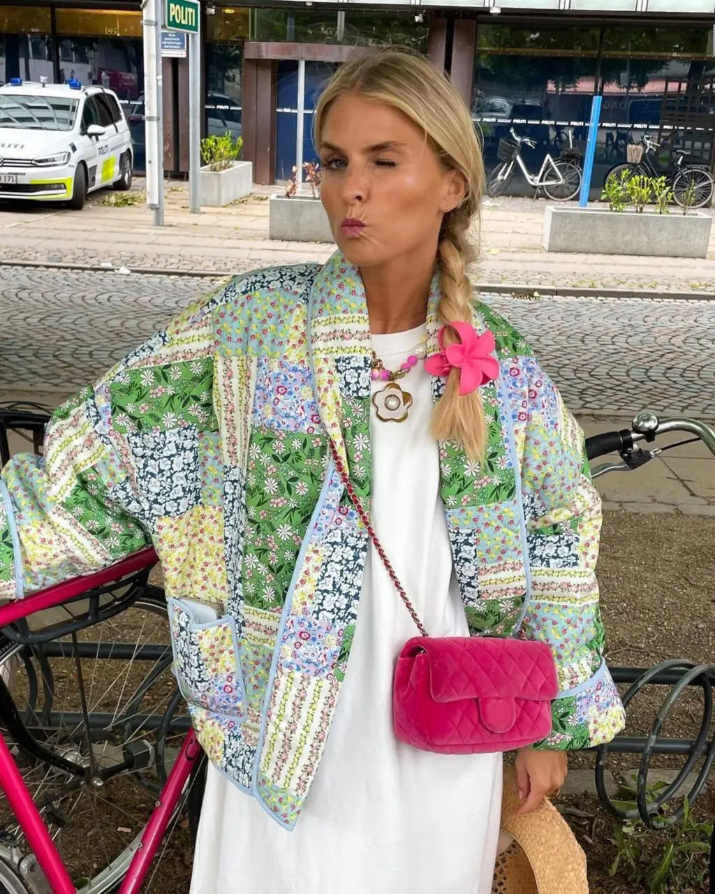 

Floral Print Patchwork Quilted Stand Cotton Coats Women Long Sleeve Open Front Oversized Jacket sAutumn Chic Elegant Streetwears