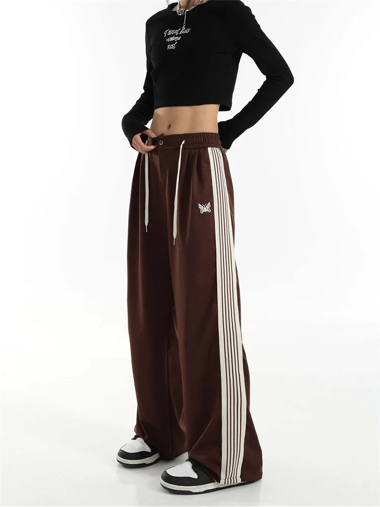 

Sweatpants High Waist Straight American Style Coffee Casual Trouser Womans High Street Sense of design Wide Leg Sweatpants 2022