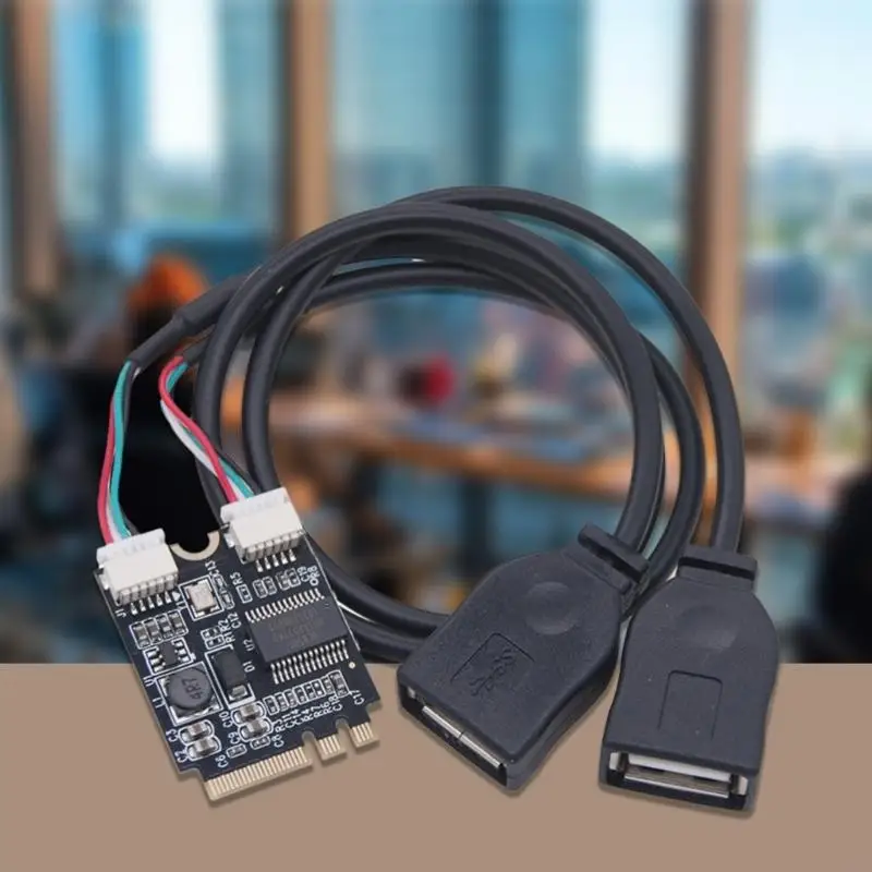 D5BB M.2 A+E Key to Double USB 2.0 Cable Notebook External Separate Cable Converter Card for Educational Use