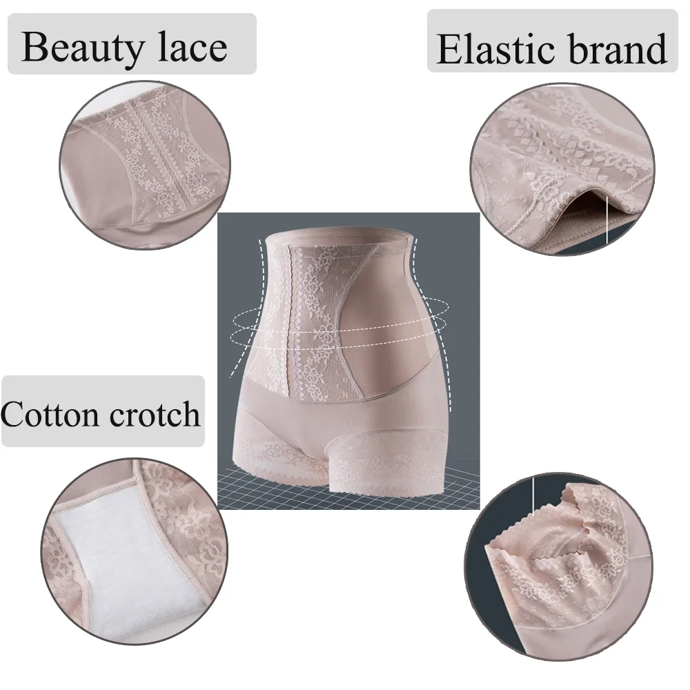 High Waist Tummy Control Shapewear Panties Women Seamless Body Shaper Underwear with Lace