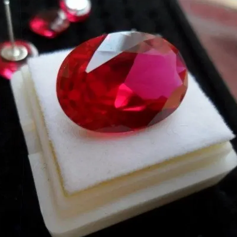 2 PCS Ruby Pretty Gem Passed UV Test 13&times;18mm Oval Cut VVS Loose Gemstone for Jewelry Making DIY Pendant Ring Gem