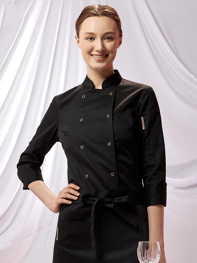 ladies black chef jacket