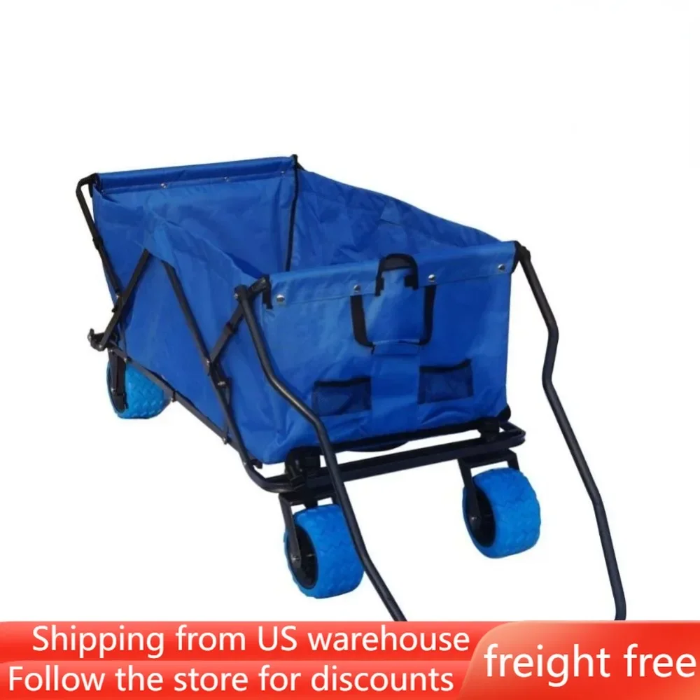 

Folding Utility Wagon Outdoor Camping Equipment Collapsible Extra Large All Terrain Wagon Royal Blue Freight Free