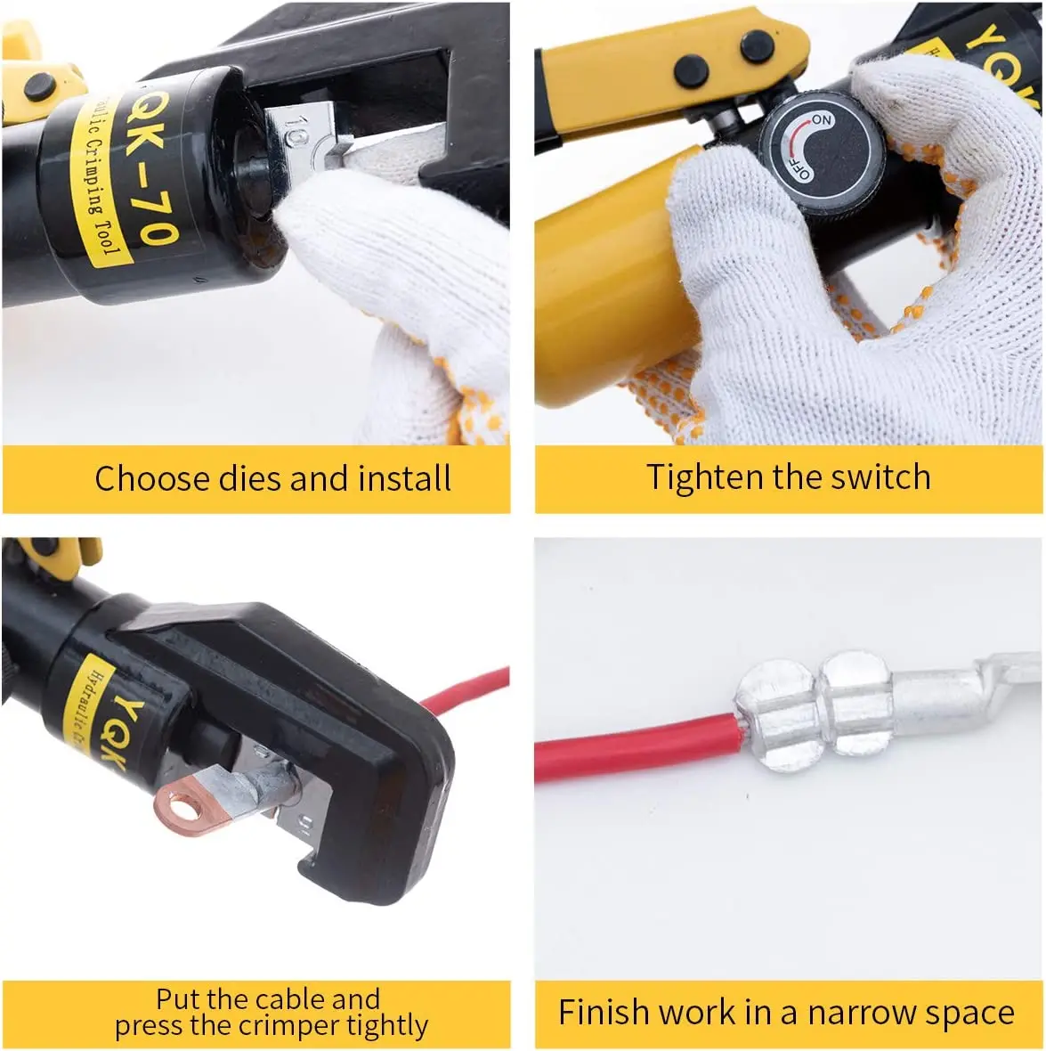 4—70mm² Hydraulic Crimping Tool YQK-70 Pressure 5-8T Household Hydraulic Pliers DIY Cable Terminal Crimping Pliers 4