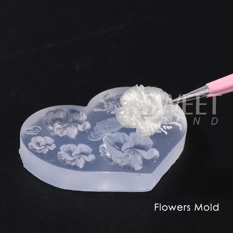 3D Mini Silicone Molds Nail Art Decoration Letter ABC Alphabet Flowers Big Petal Design Acrylic Carving Tools Manicure Jewelry 3
