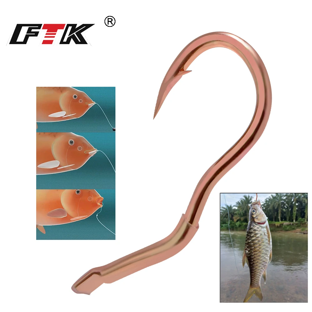 

FTK Flipping Hook Sharp Barbed Automatic Flip hook New Invention size15# 16# 17# 15-50kg Fishhook for Carp Fishing