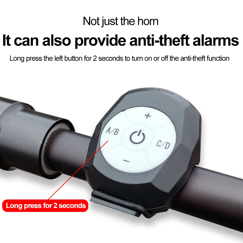 Bicycle Horn Bike Electric Horn Bell USB Rechargeable Bicycle Handlebar Cycling Alarm Ring Bell 120db Super Loud Horn Anti-theft scooter
