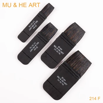 Mini breve pittura ad acquerello artista pennello per schizzi scoiattolo capelli misti forma piatta manico in legno nero professionale MU & HE ART 214F 1