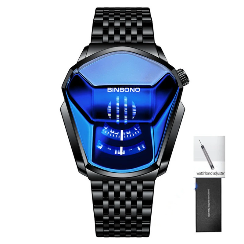 BINBOND Men's Stylish Luminous Quartz Watch with Steel Mesh Band and Touch Screen