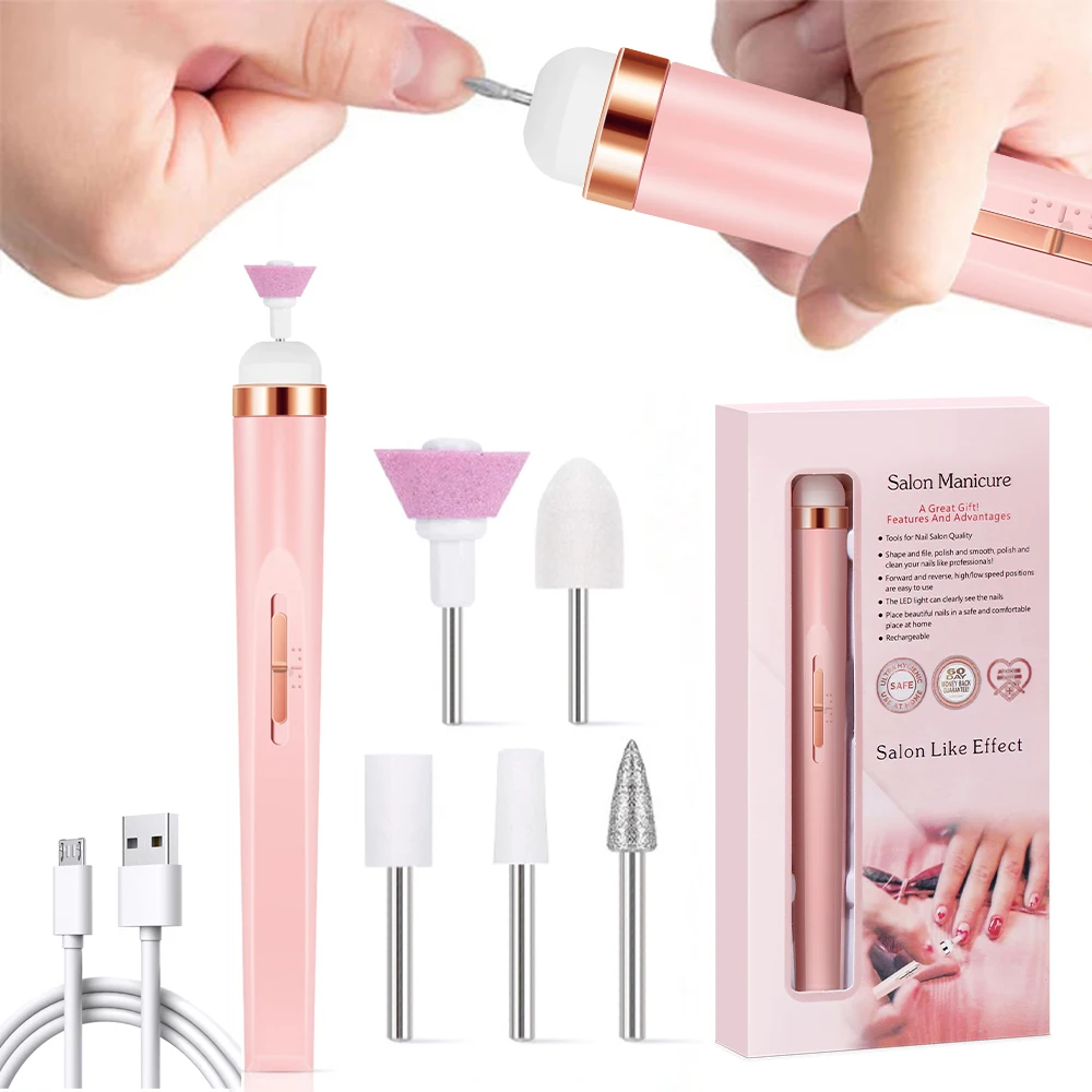 LULAA Electric Nail Drill Kit Rechargeable Cordless Manicure Kit Portable Nail Grinding Polisher for Trim Nails Exfoliating electric nail drill