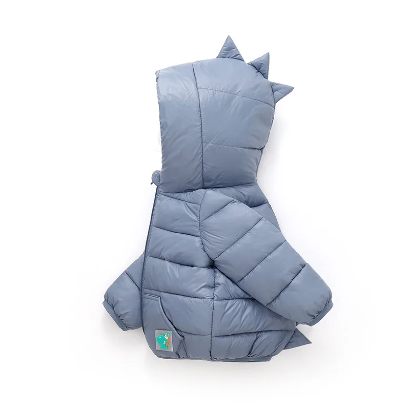 Baby Warm Outerwear Autumn Winter Children Down Cotton Jacket Boys Girls Fashion 3D Dinosaur Coat Toddler Hooded Clothing