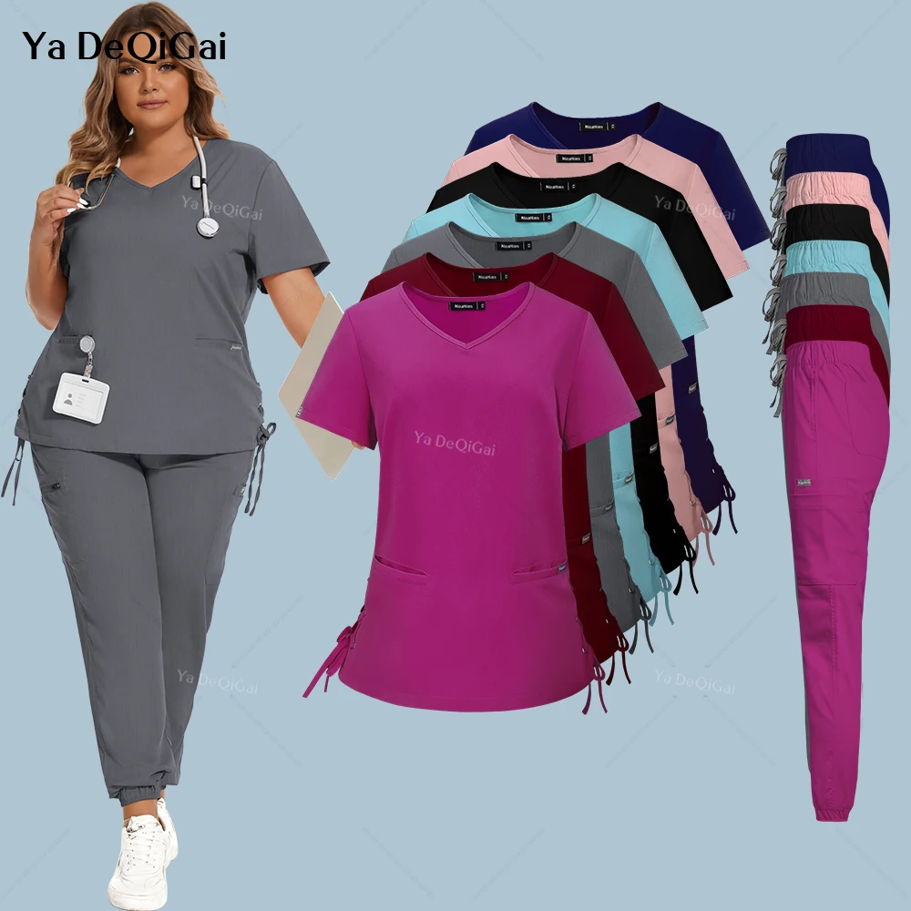 StretchOversizedScrubSetMedicalUniformWomanSetSurgicalTop