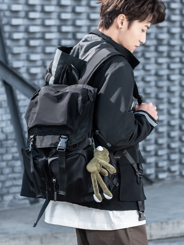 Japanese Harajuku street trend drawstring backpack men's tide brand