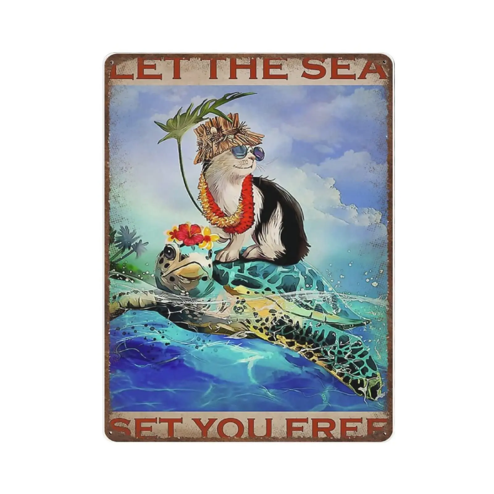 

Vintage Thick Metal Tin Sign-Let The Sea Set You Sign -Novelty Posters，Home Decor Wall Art，Funny Signs for Home/Kitchen/Garage/M
