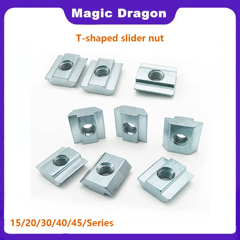 10/100PCS T-Slot Nuts Zinc Coated Plate Fasteners M3/M4/M5/M6/M8/M10 for 2020/3030/4040/4545 Series Aluminum Extrusion Profile