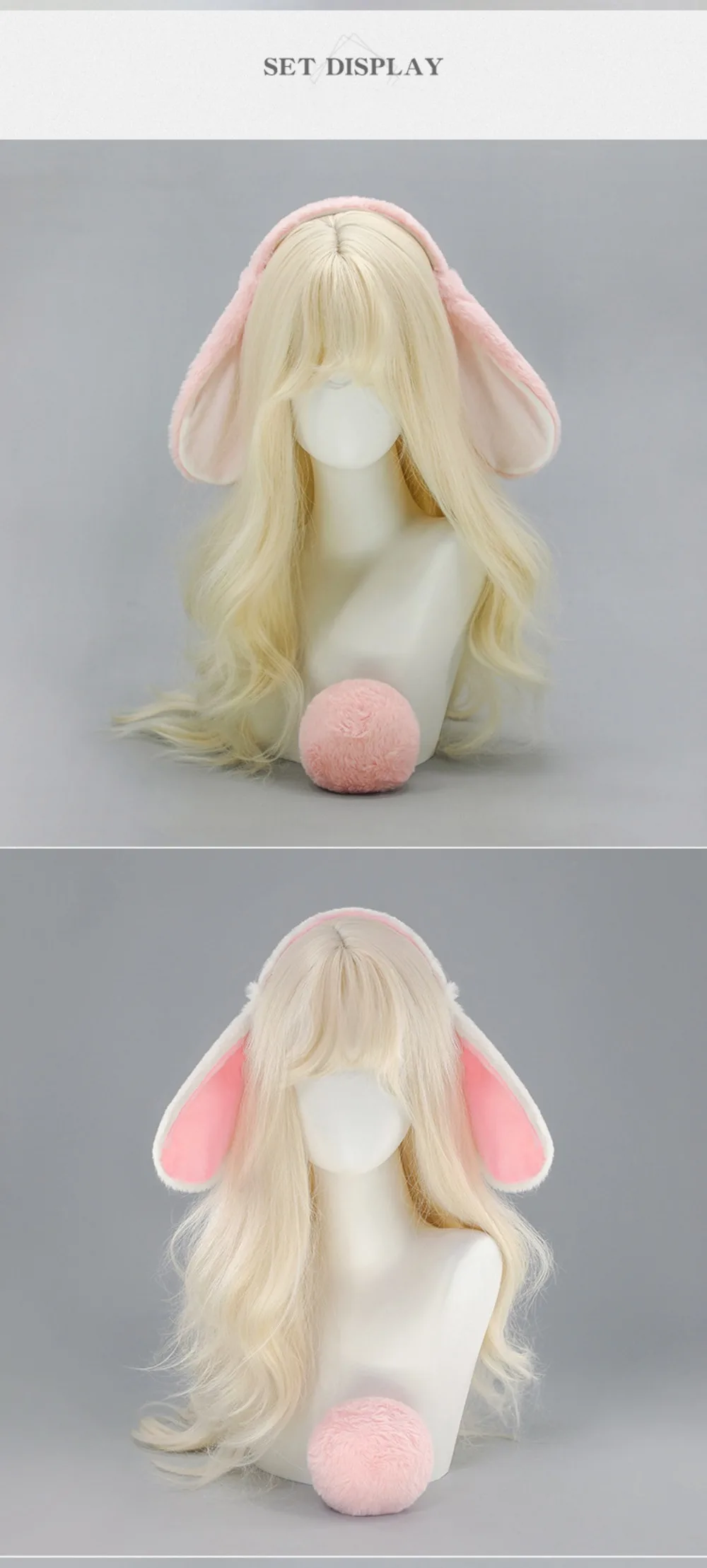 Lolita Mädchen Plüsch Hasenohren Stirnbänder Weiches süßes Design Kaninchen Haarband Foto Requisite Cosplay Kostüm Partykleidung – Detail 2