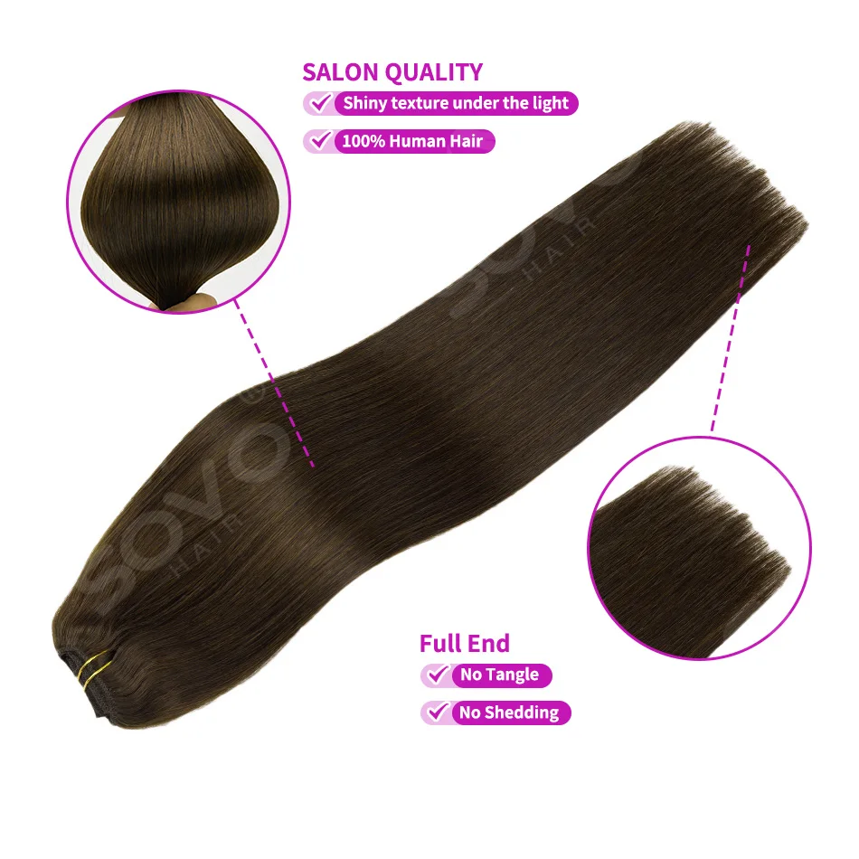 110G Tape PU Clip In Hair Premium Remy Clip In Human Hair Extensions 7pcs Clip-on Hair 14"-24" Balayage Ombre Mocha Brown Black 6