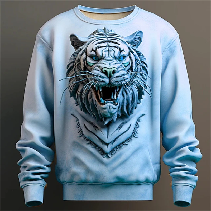 thumbnail image 1 of 3D Tiger Lion Graphic Hoodies For Men Autumn Hip Pop Casual Sweatshirts Trend Y2k Harajuku Oversized Pullover Fashion O-neck Top, 1 of 4