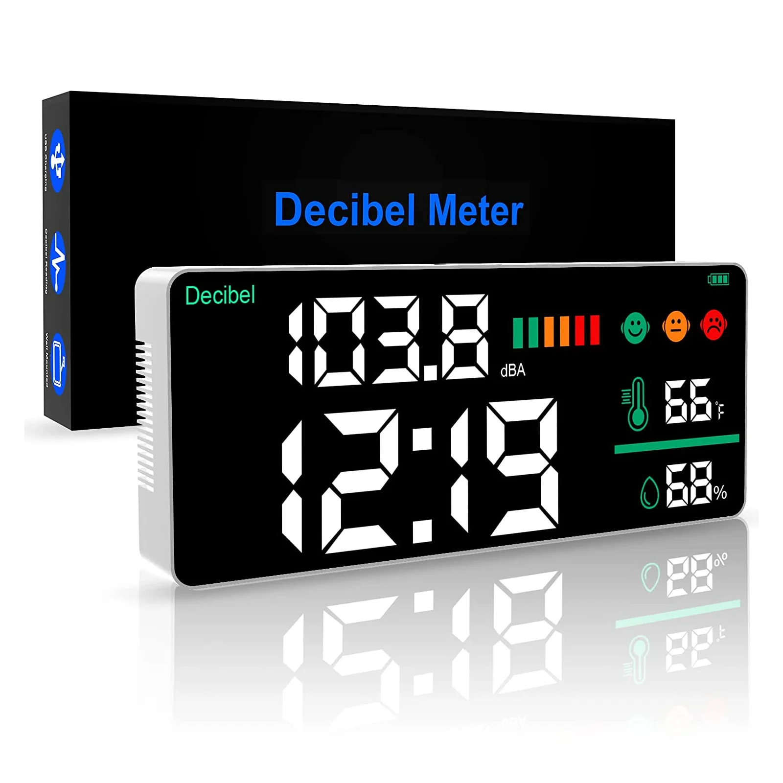 4in1 Digital Decibel Meter Wall Hanging Sound Level Noise Meter 30130dB Range 11 Inch Large