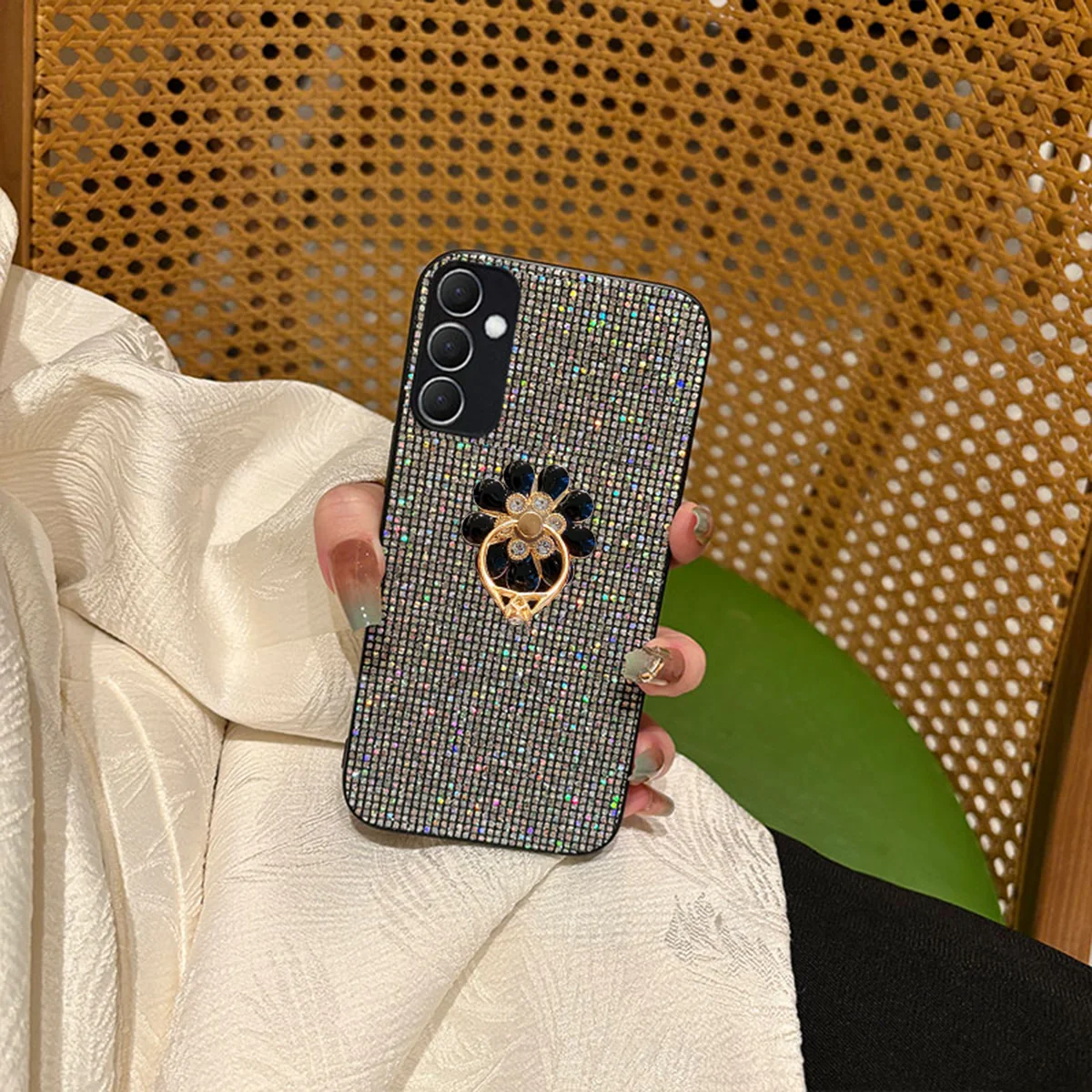 Chic Floral Ring Buckle Phone Case with Enhanced Protection