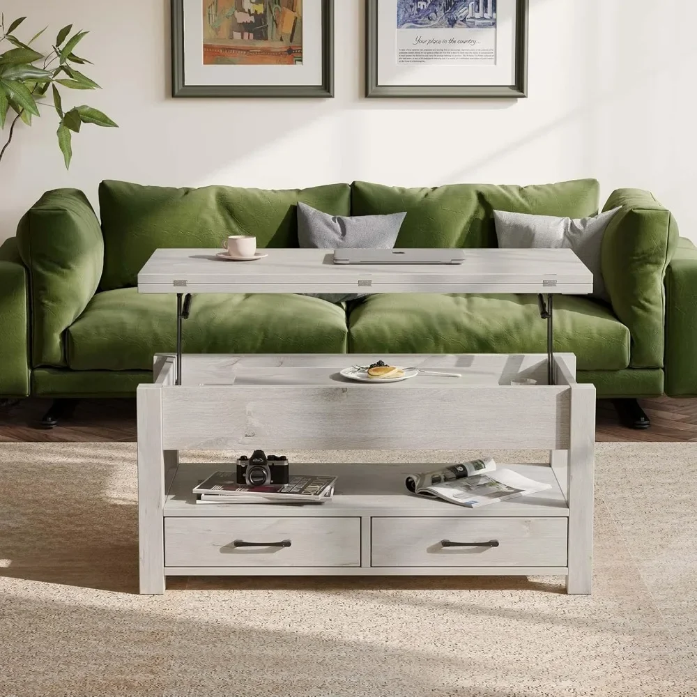 Lift Top Coffee Table, Multi-Function Convertible Coffees Tables with Drawers, Coffee Table Converts To Dining Tables 2
