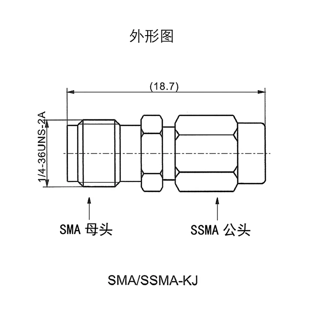 Sma/Ssma-Kj Rf Adapter 18G Magas Frekvenciájú Sma-K Nő, Ssma-J Férfi Teszt Csatlakozója - Image 2