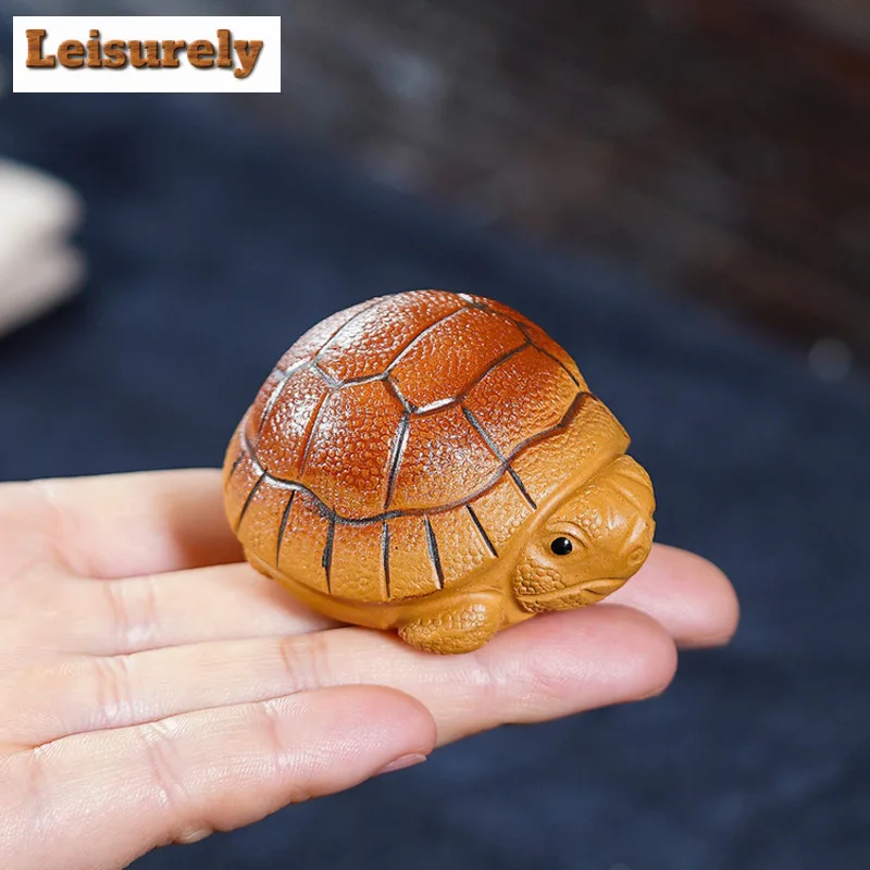 Yixing Zisha Wealth Turtle Tea Pet Vintage Lucky Model Tea Figurine Play Toys Tea Statue Ornaments Tea Ceremony Supplies Craft