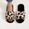Hot Sale Cross Straps Double Straps Plush Slippers Sexy Leopard Soft Sole Floor Shoes Home Non-slip Warm Lightweight Flip Flops 4