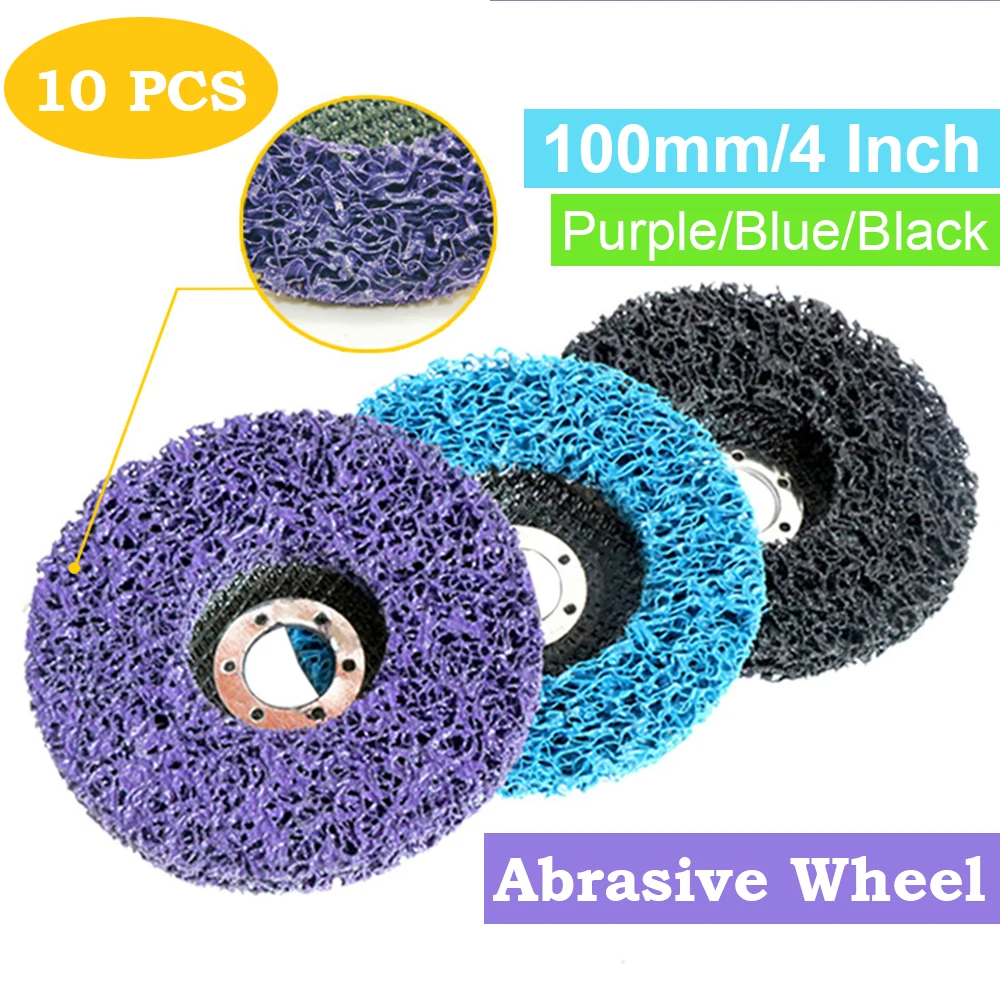 

10Pcs 4" Strip Discs Stripping Wheel for Angle Grinder 40Grit Remove Paint Coating Rust Welds Oxidation, Black,Blue,Purple
