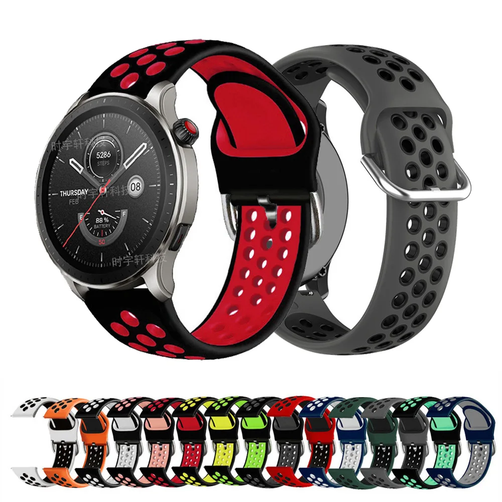

Ремешок силиконовый для смарт-часов Amazfit GTR 4, браслет для Amazfit Bip 5/Pace/Stratos 3 2S/GTR 3 Pro 2 2E/47 мм, 22 мм