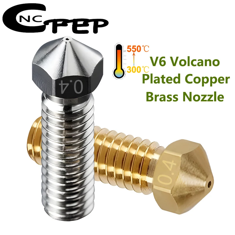 

Top Quality 2pcs E3D Volcano Nozzle 3D Printer Parts Hotend M6 Hardened Steel Plated Copper V6 Volcano Nozzles 1.75mm Filament