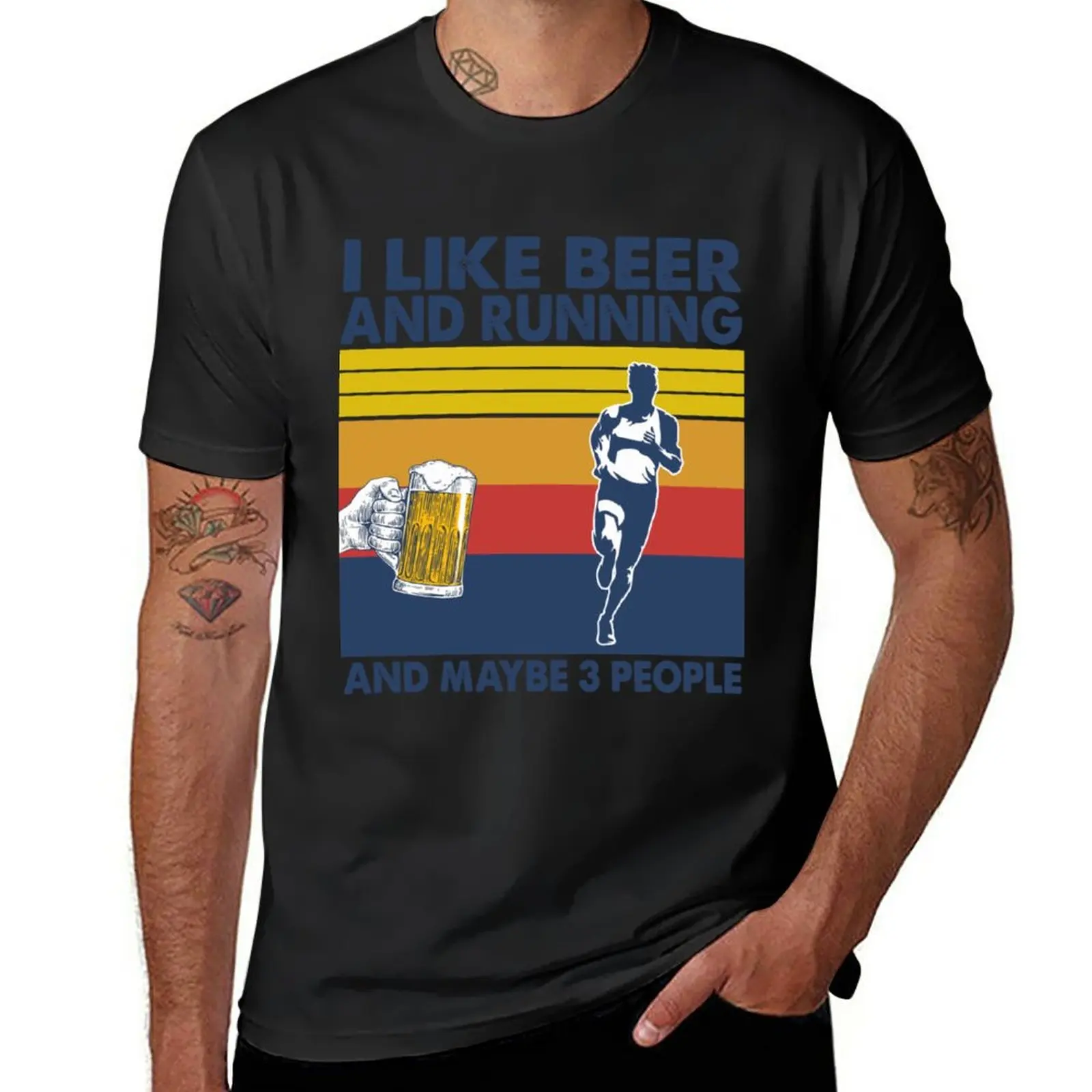

New I like beer and running and maybe 3 peopl| Perfect Gift T-Shirt oversized t shirt plain t-shirt mens clothing