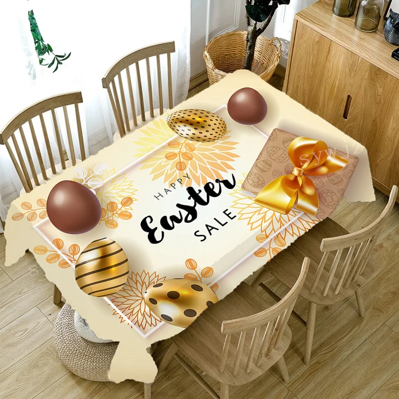 

Easter Bunny Egg Print Tablecloth Rectangular Linen Stain Resistant Tablecloth Holiday Party Wedding Decor Table Decoration