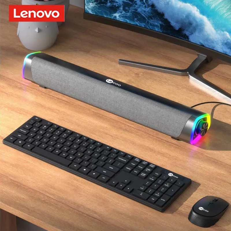 Lenovo – barre de son filaire DS101, double haut-parleurs et double  diaphragme, lumières colorées, caisson de basses Surround, pour ordinateur  portable et de bureau, usage général - AliExpress