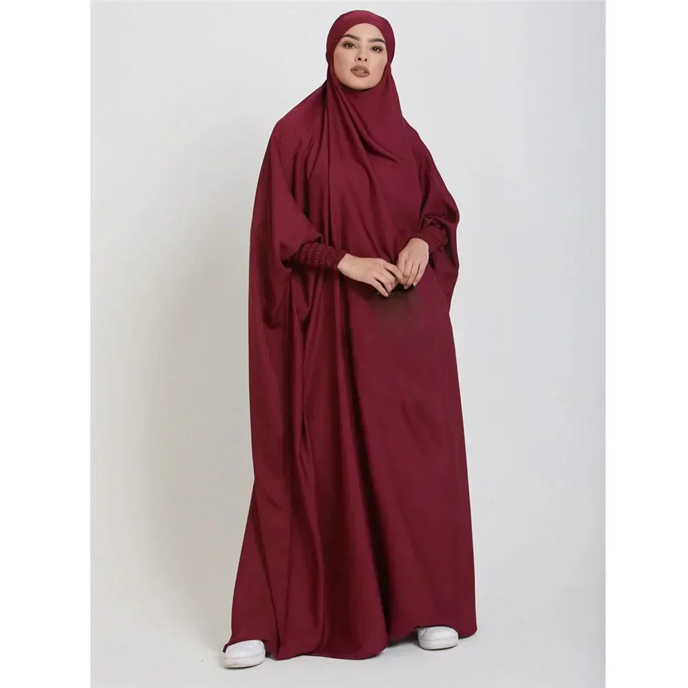 Ramadan Eid One Piece Prayer Dress Muslim Women Hooded Abaya Dubai Headcover Hijab Khimar Robe Niqab Islam Modest Clothes Burqa
