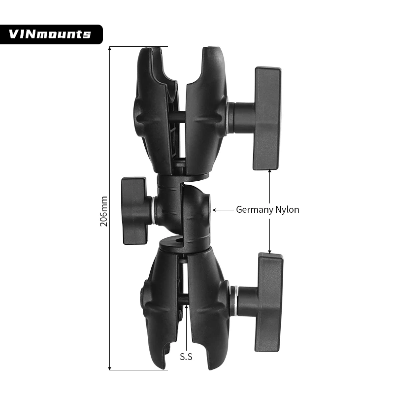VINmounts 8.1인치 더블 소켓 스위블 암, 1.5인치/C 사이즈 / 38mm 볼 마운트 액세서리와 호환, RAM과 호환 가능