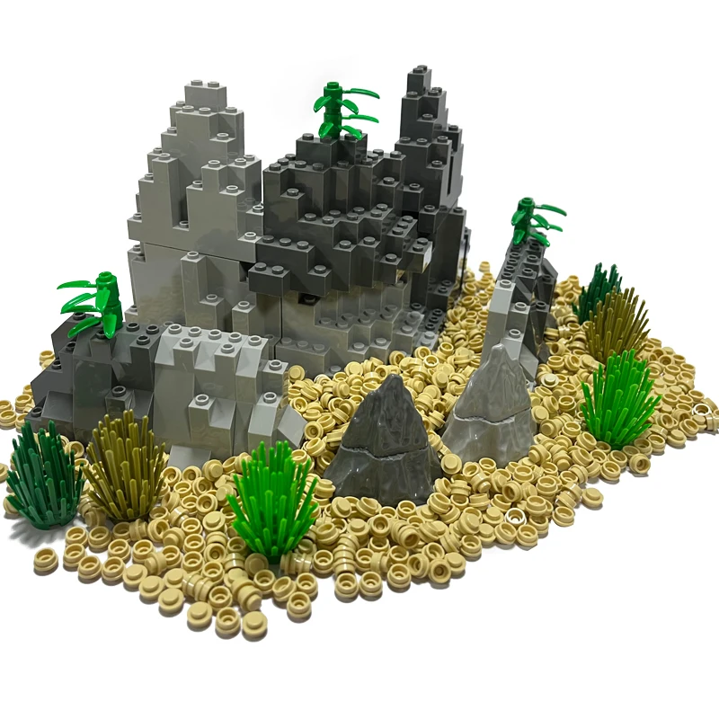 Mountain Rockery Set Hill Stone View Reef Panel Building Blocks Brick Moc Parti Fai-Da-Te Giocattolo Per City Street Garden Castle Park 6082