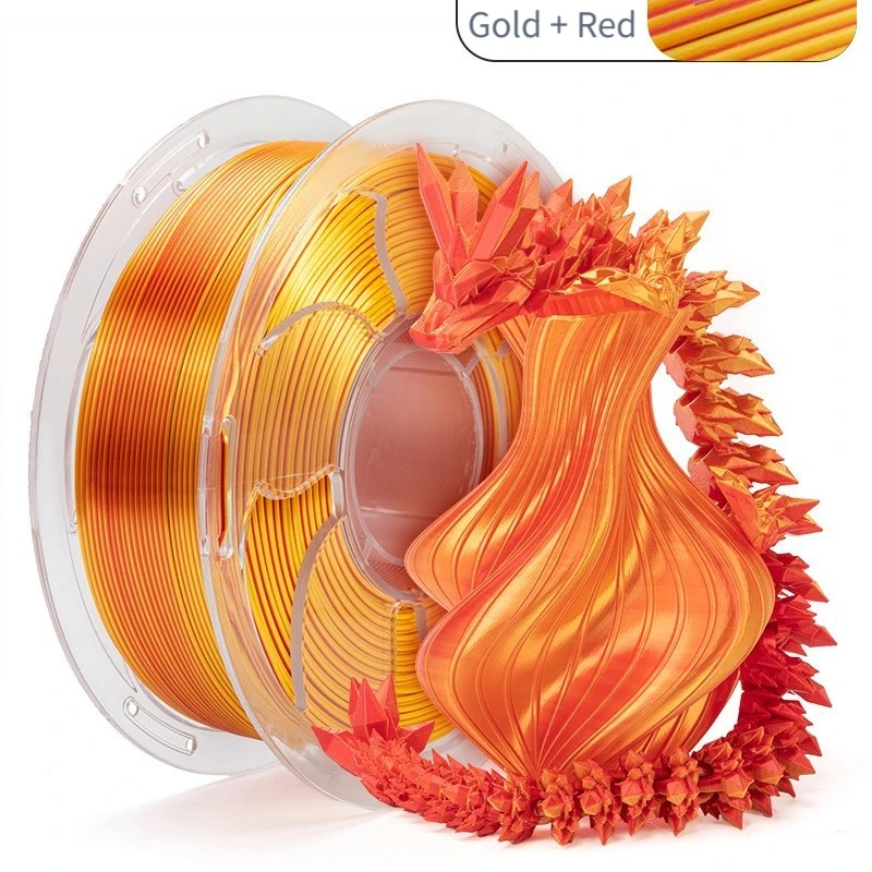 250G 3D 프린터 실크 광택 멀티 컬러 필라멘트, 듀얼 컬러 PLA 필라멘트, 모든 1.75mm FDM 프린터에 적합