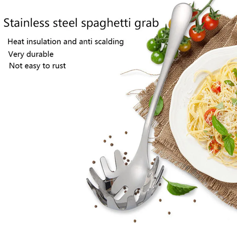 1PC Noodle Spoon Vermicelli Spoon Powder Lo mein Lo mein Paw Long Handle Stainless Steel Spaghetti