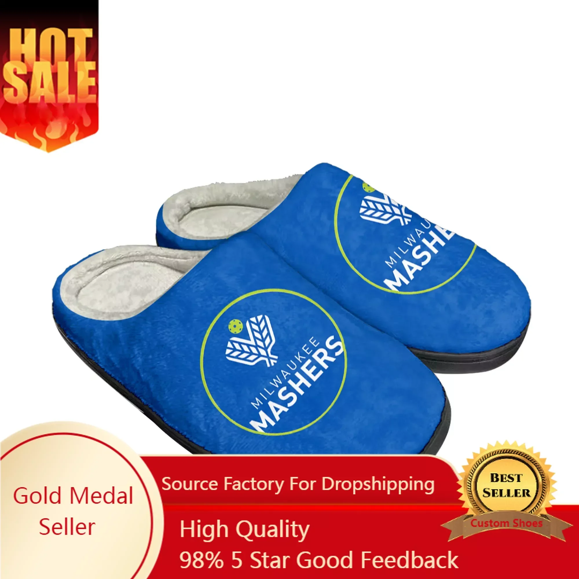 MILWAUKEE MASHERS pickleball Home Cotton Slippers Mens Womens Plush Bedroom Casual Keep Warm Shoes Thermal Indoor Slipper DIY