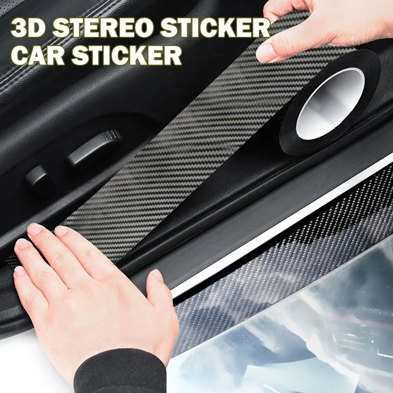 Nano Carbon Fiber Car Sticker Diy Paste Protector Strip Auto Door Sill