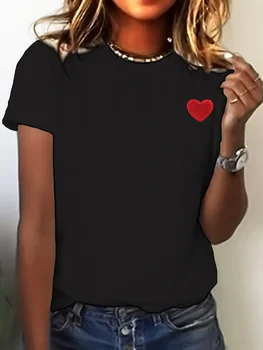 Black Heart Graphic Print T Shirts Women  Top Tees Beach Y2K Funny Short Sleeve T Shirt O Neck Harajuku Tshirt ﻿ 1