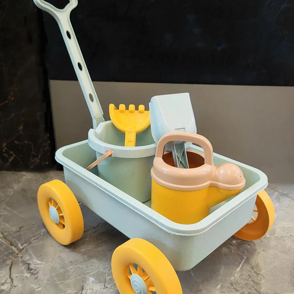 

Pull Car Toy Summer Sand Toys Kids Beach Castle Building Seaside Playing Construction Cartoon Trolley for Toddlers