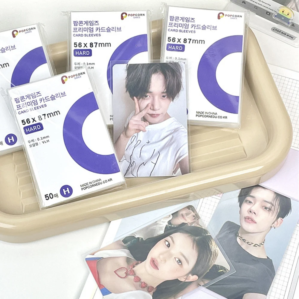 

100/50pcs Korea Card Sleeves Clear Acid Free CPP HARD 3 Inch Photocard Holographic Protector Film Album Binder