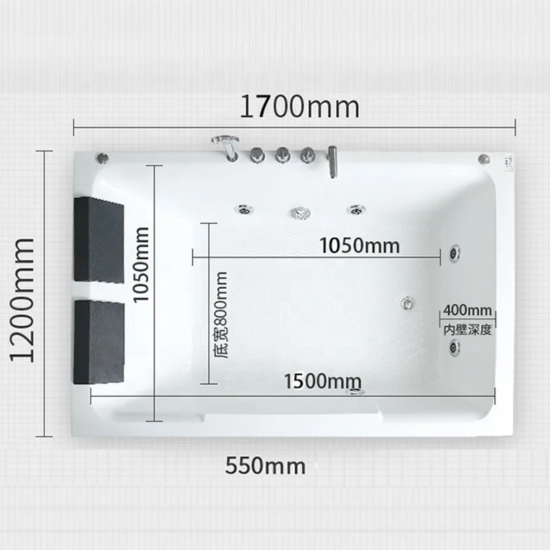 1.8 meter 2 Person bathtub modern home use jacuuzi massage bathtubs 5