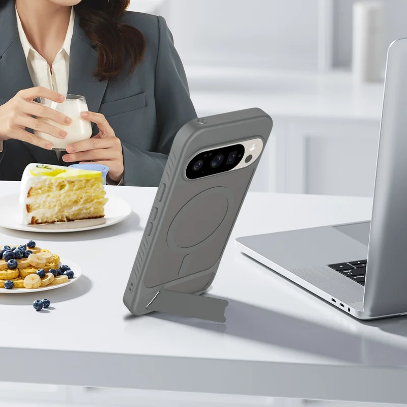 Luxury Magnetic Folding Stand Translucent Phone Case with Magsafe Wireless Charging Compatibility and Matte Armor Finish